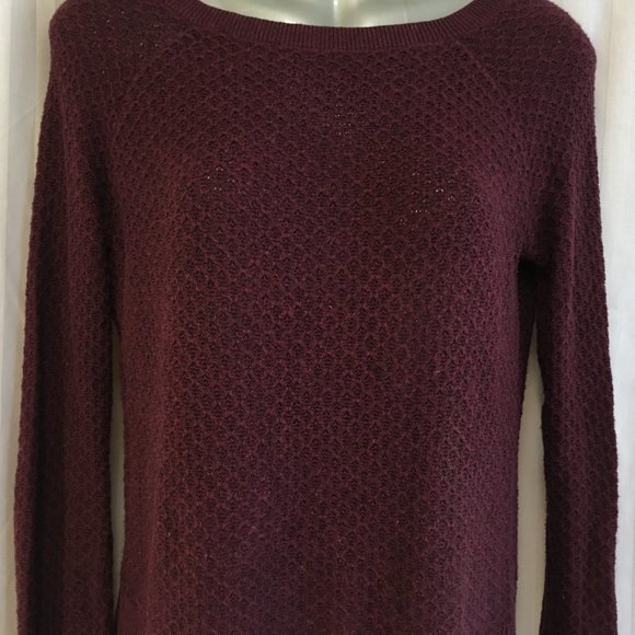 American Eagle Outfitters Womens Size XS Burgandy Red Stretch Sweater Scoop Neck - Picture 4 of 13